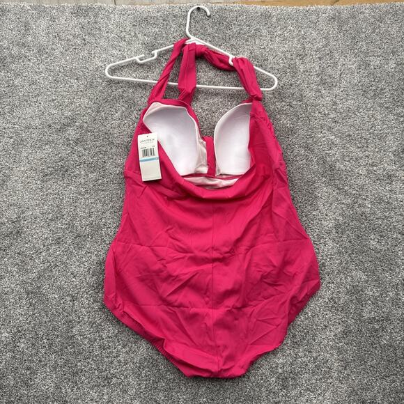 Jantzen Swimsuit Women 20W Plus Padded Barbiecore Ruched Halter Chic Retro Beach - Picture 7 of 7